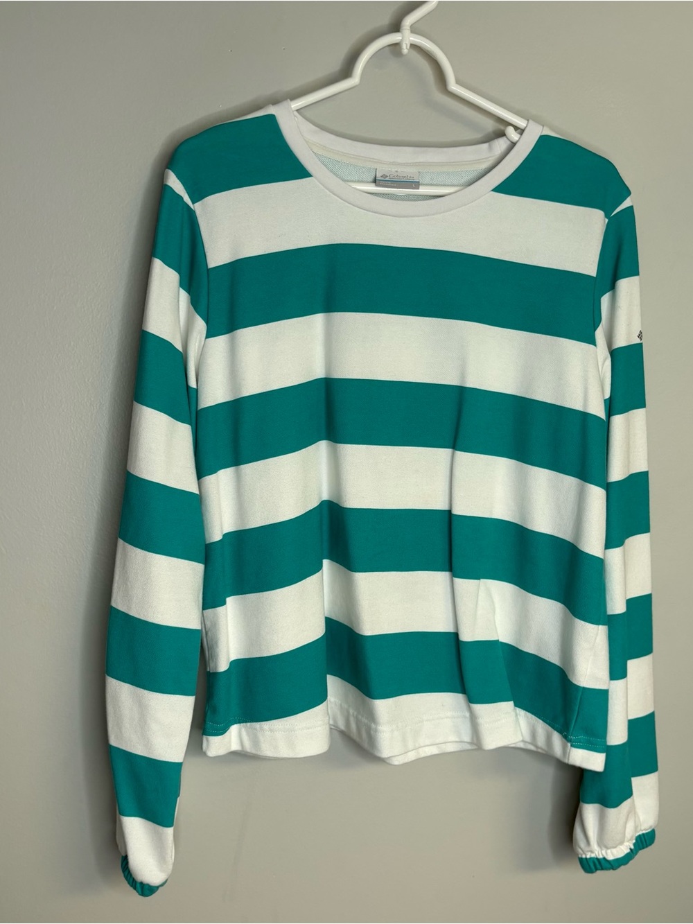 Columbia Teal and White Striped Long-Sleeve Tee